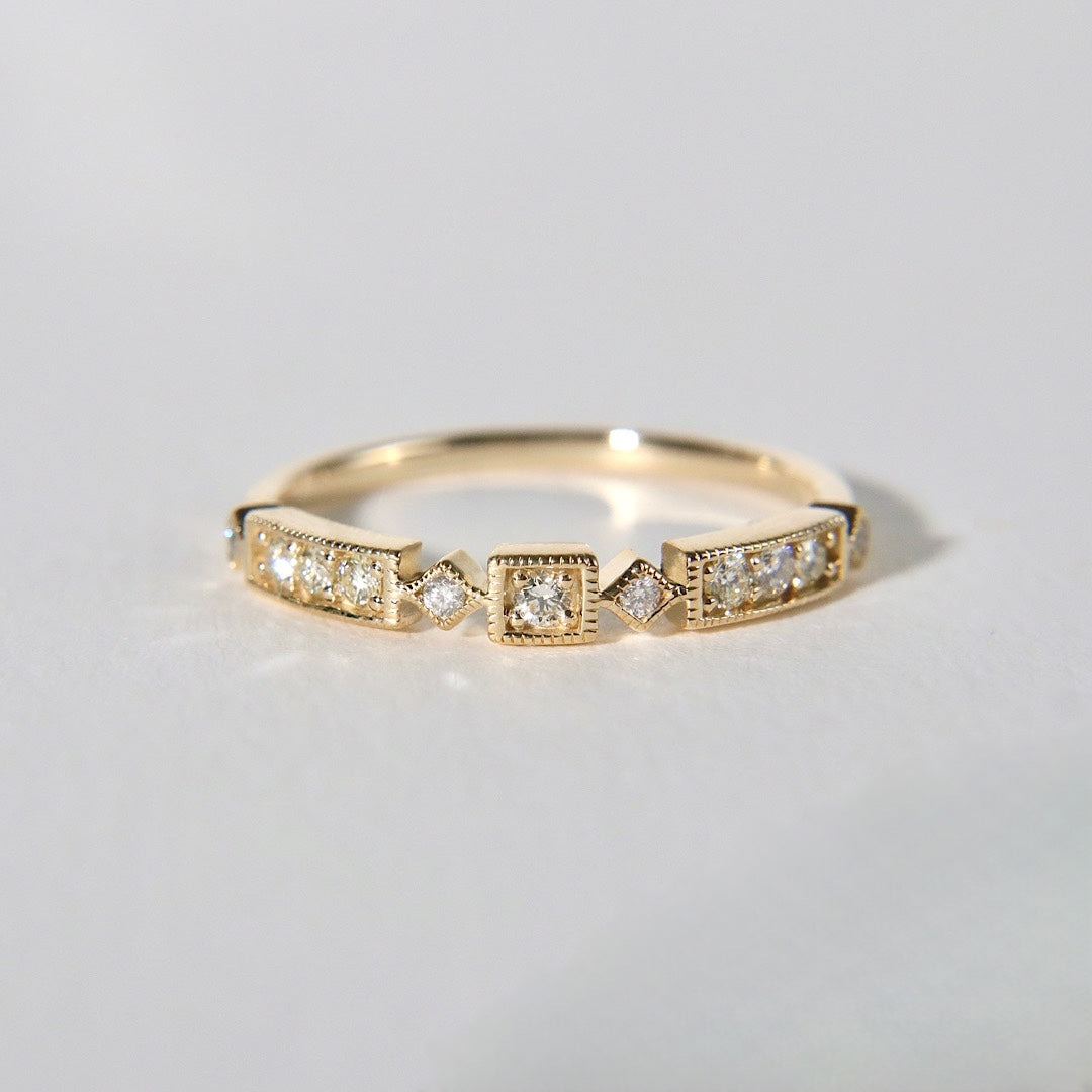 Diamond Square Art Deco Ring