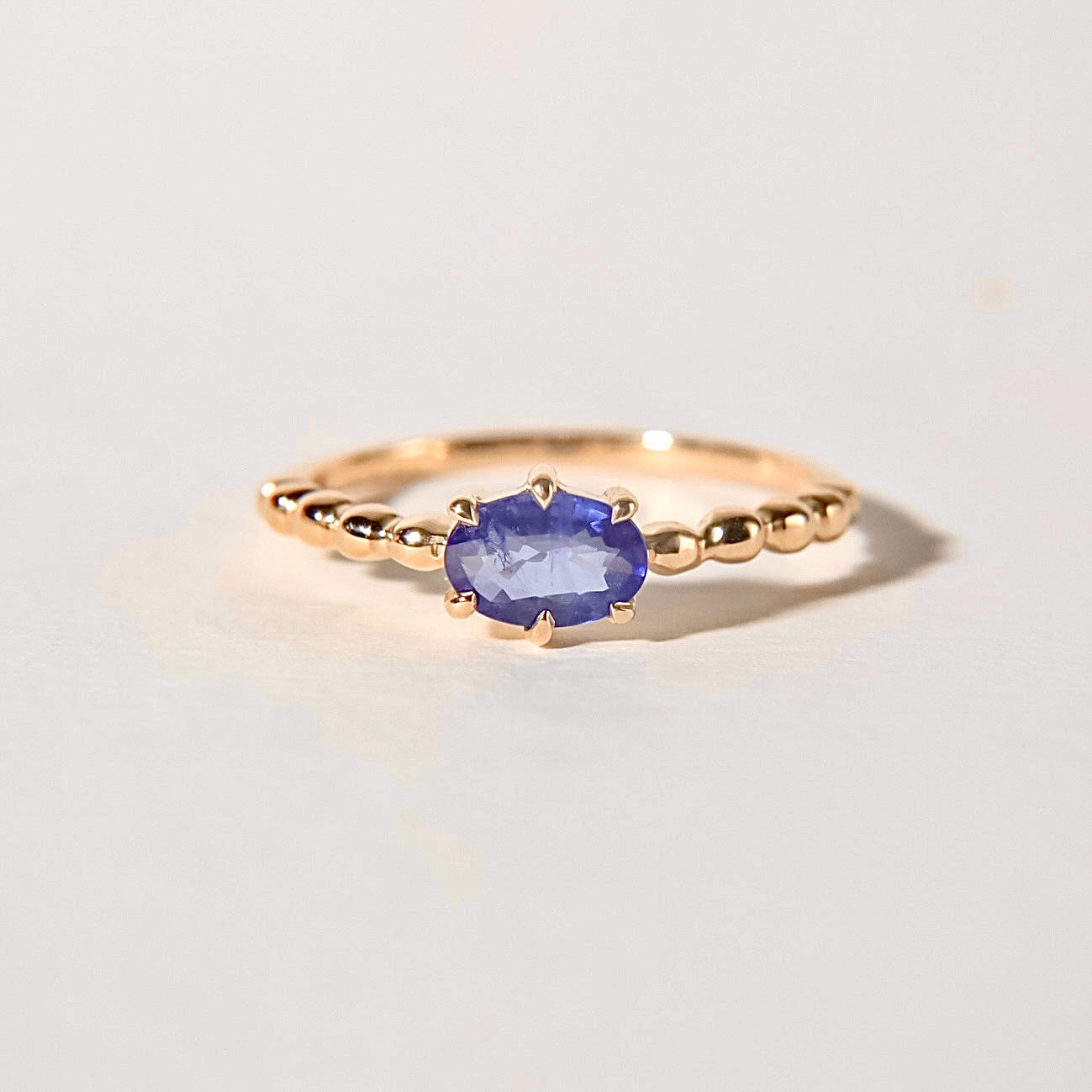 Blue Sapphire Bead Ring