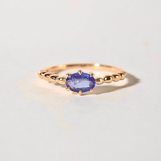 Blue Sapphire Bead Ring