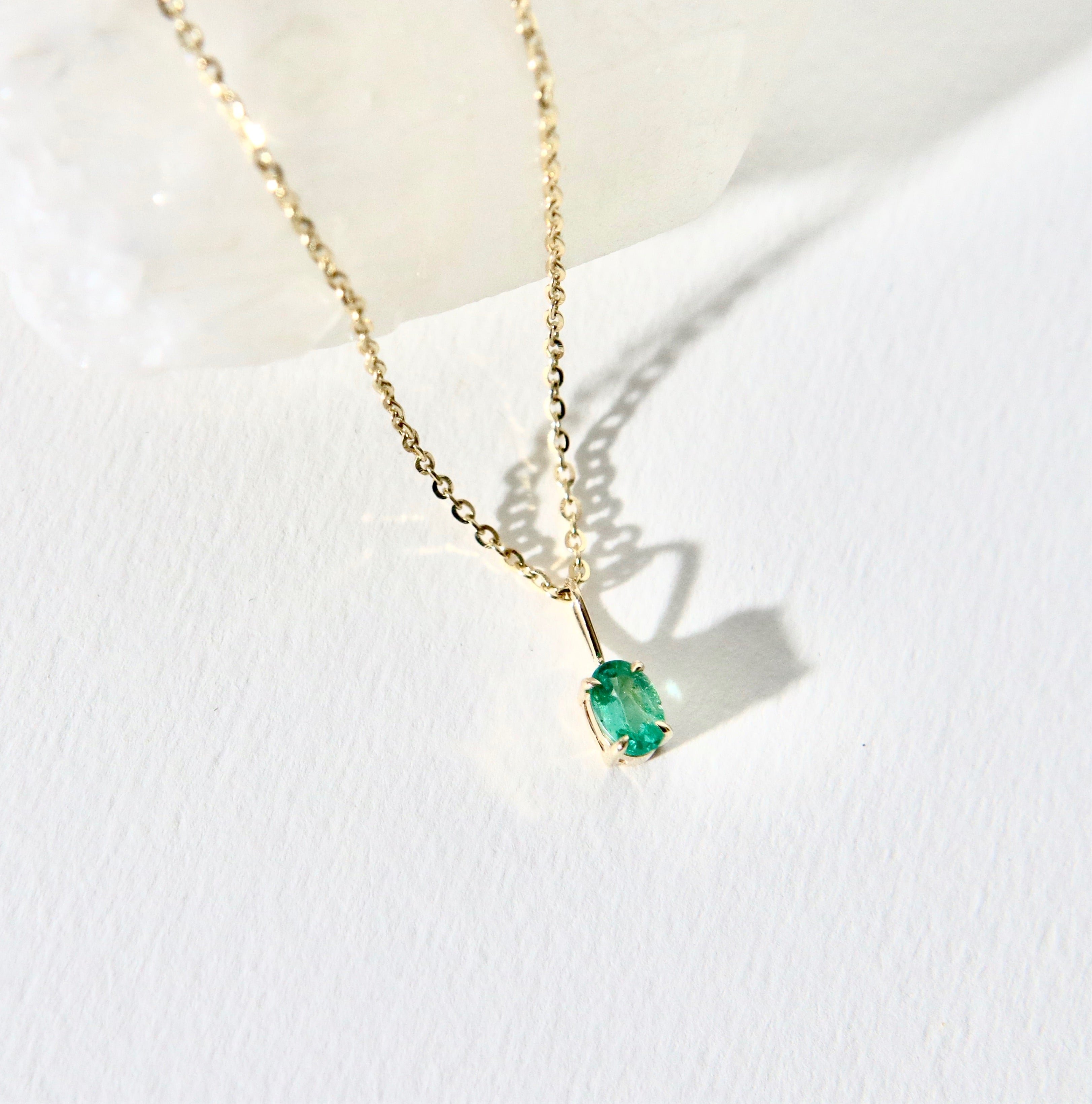 Tiny on sale emerald necklace