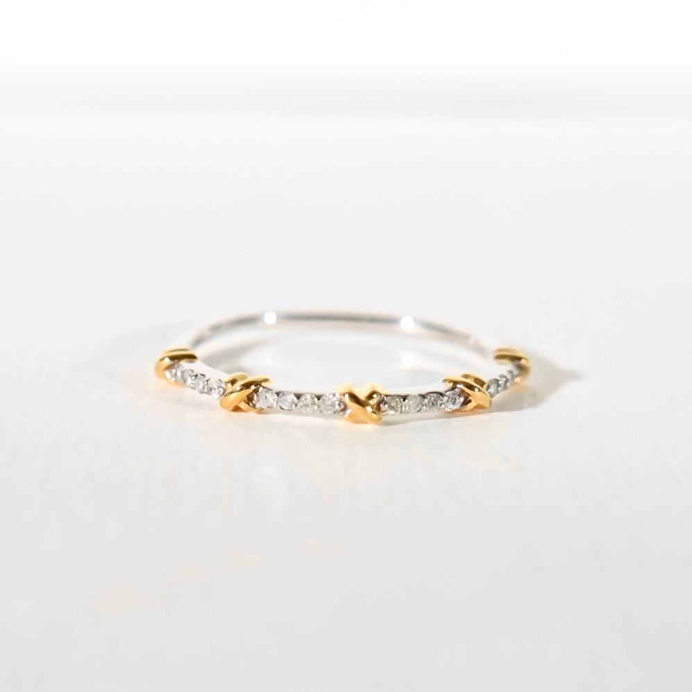 Two Tone Gold With Diamonds Ring